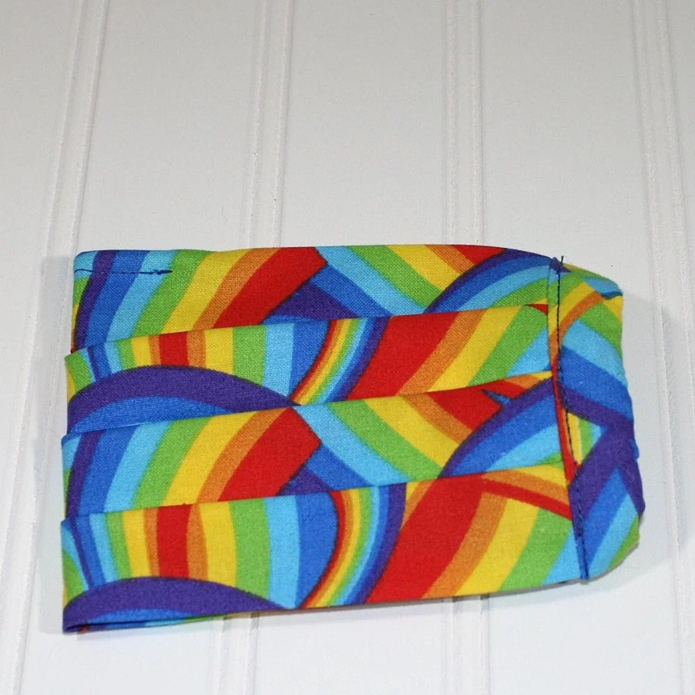 HAND CRAFTED Face Mask Rainbow Colorful Cotton LGBTQ+ - Adult - Pocket Style